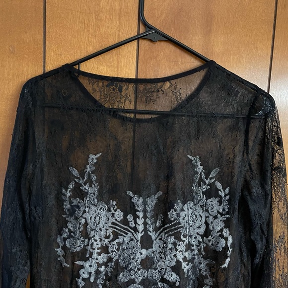 Rare For Love and Lemons black embroidery sheer see through mesh lace top - Picture 8 of 10